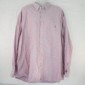 Ralph Lauren Shirt Men's 4XLT 4XL Tall Muave Pony Logo Embroidered Oxford Collar